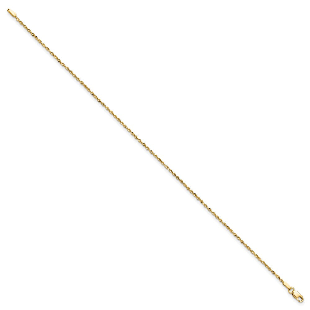 14k Yellow Gold 1.5mm Extra Light Diamond-cut Rope with Lobster Clasp Chain Bracelet
