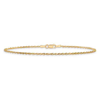 14k Yellow Gold 7 inch 1.5mm Extra Light Diamond-cut Rope with Lobster Clasp Chain
