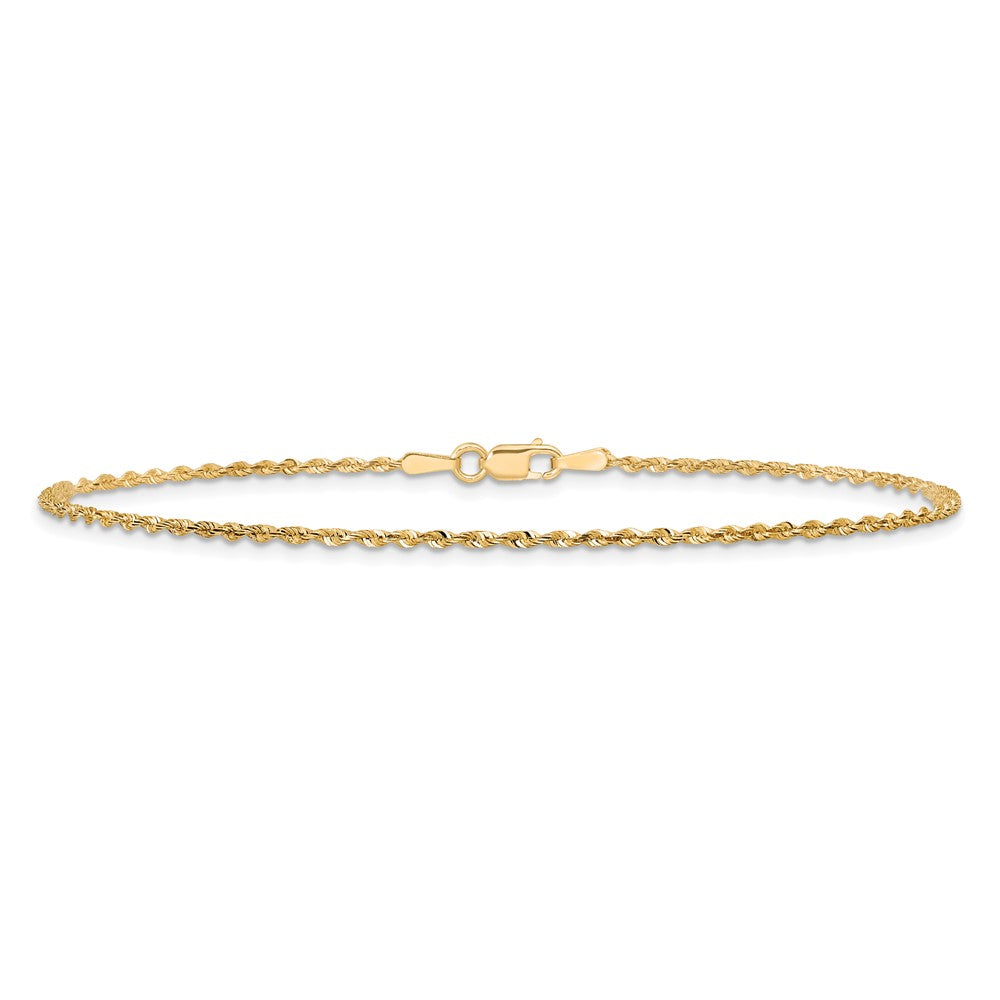 14k Yellow Gold 1.5mm Extra Light Diamond-cut Rope with Lobster Clasp Chain Bracelet