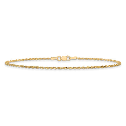 14k Yellow Gold 1.5mm Extra Light Diamond-cut Rope with Lobster Clasp Chain Bracelet