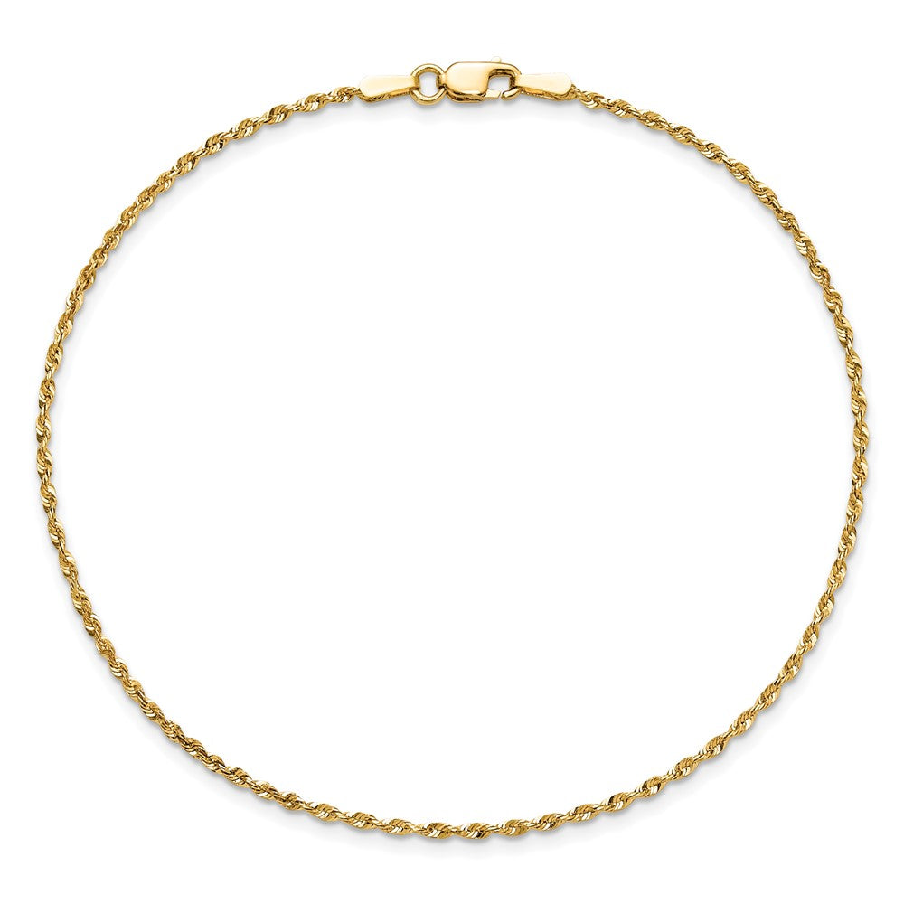 14k Yellow Gold 1.5mm Extra Light Diamond-cut Rope with Lobster Clasp Chain Bracelet