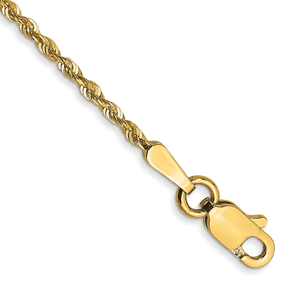 14k Yellow Gold 1.5mm Extra Light Diamond-cut Rope with Lobster Clasp Chain Bracelet