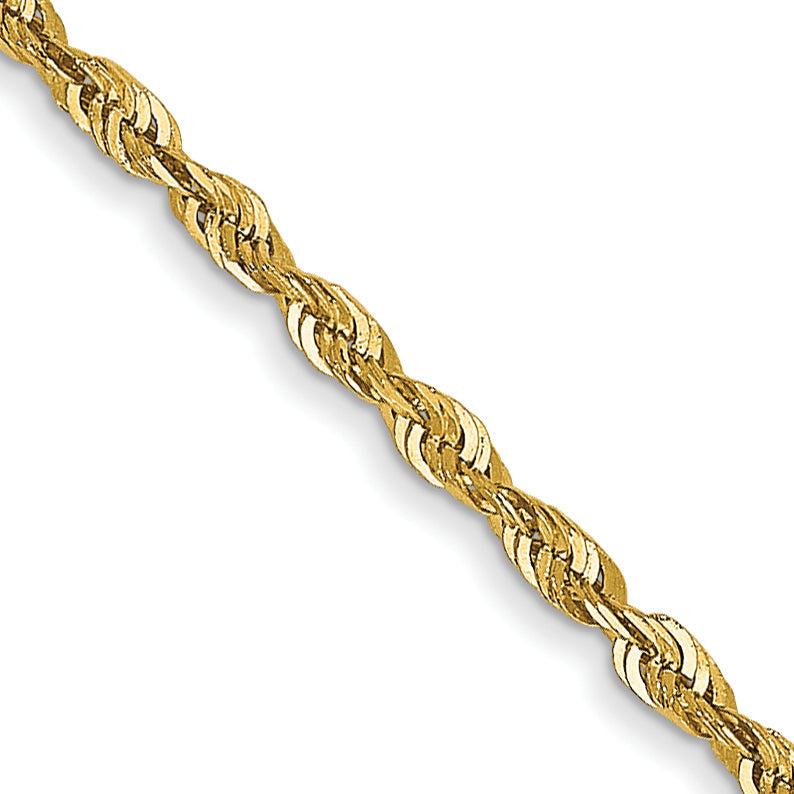 14K Yellow Gold 14 Inch 1.5mm Extra Light Diamond-Cut Rope With Lobster Clasp Chain