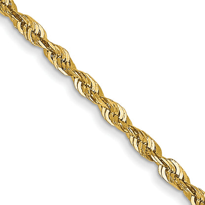14K Yellow Gold 14 Inch 1.5mm Extra Light Diamond-Cut Rope With Lobster Clasp Chain