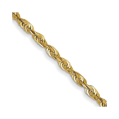 14K Yellow Gold 14 Inch 1.5mm Extra Light Diamond-Cut Rope With Lobster Clasp Chain Necklace