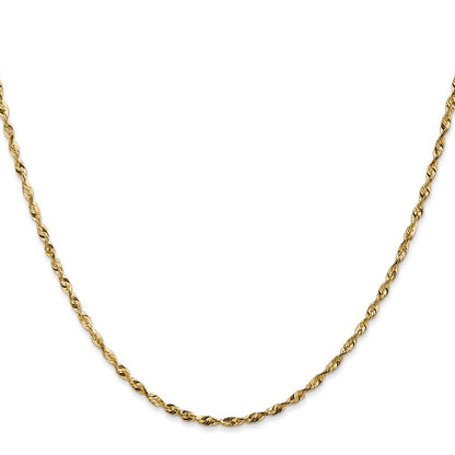 14K Yellow Gold 1.8mm Extra Light Diamond-Cut Rope With Lobster Clasp Chain Necklace
