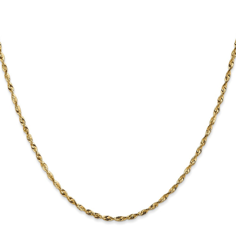 14K Yellow Gold 1.8mm Extra Light Diamond-Cut Rope With Lobster Clasp Chain Necklace