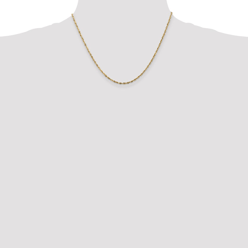 14K Yellow Gold 1.8mm Extra Light Diamond-Cut Rope With Lobster Clasp Chain Necklace