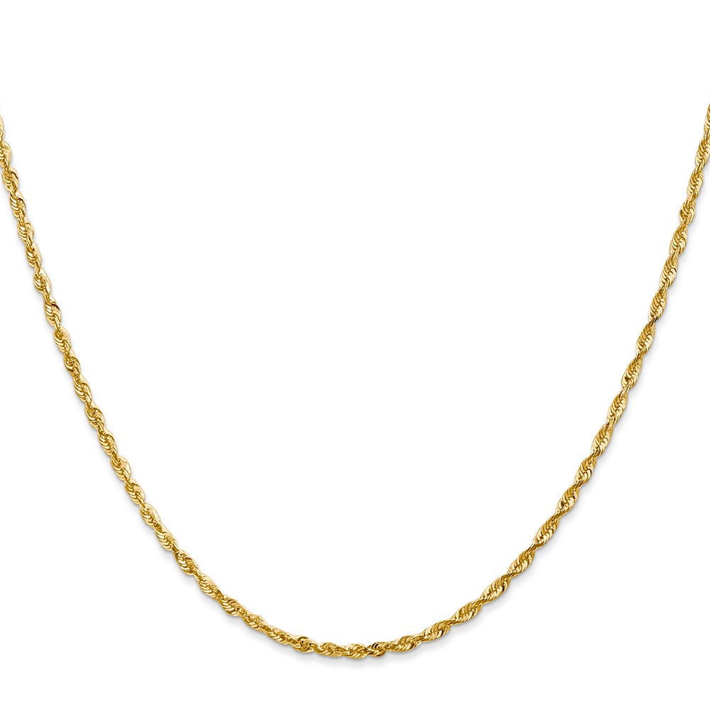 14K Yellow Gold 24 Inch 2mm Extra Light Diamond-Cut Rope With Lobster Clasp Chain Necklace