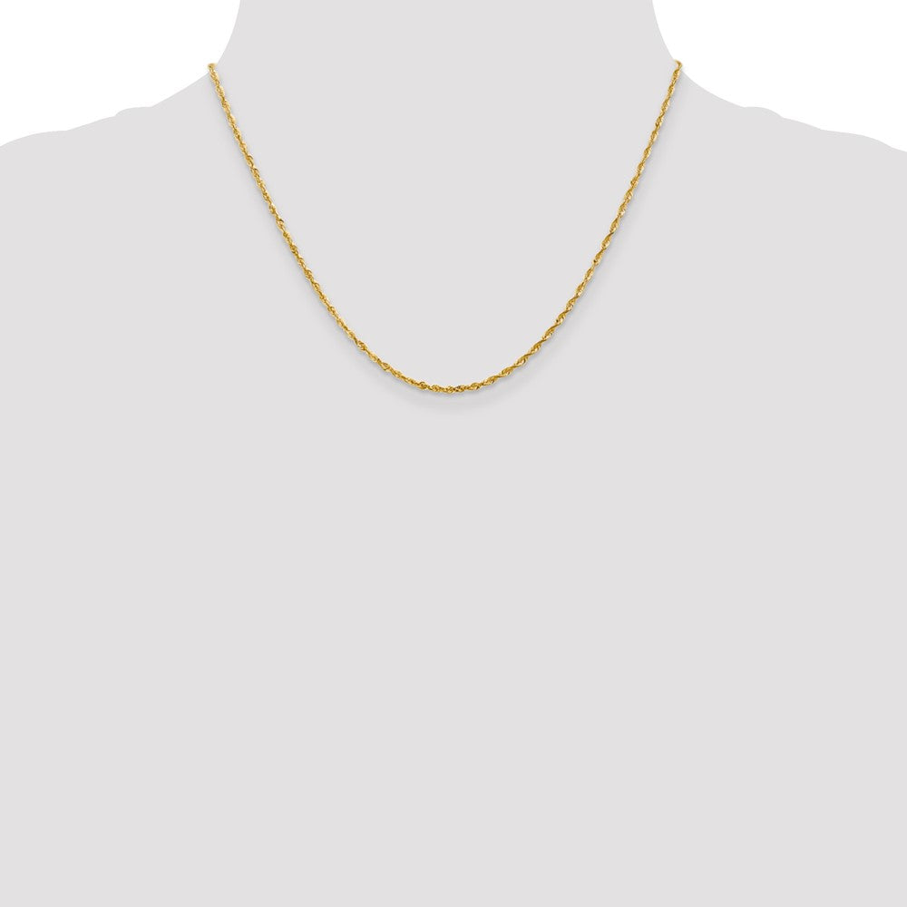 14K Yellow Gold 18 Inch 2mm Extra Light Diamond-Cut Rope With Lobster Clasp Chain Necklace