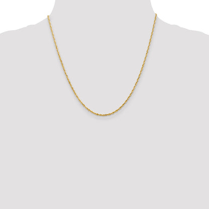 14K Yellow Gold 20 Inch 2mm Extra Light Diamond-Cut Rope With Lobster Clasp Chain Necklace
