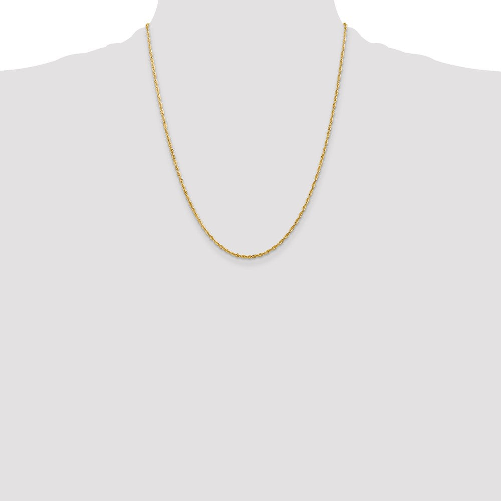 14K Yellow Gold 22 Inch 2mm Extra Light Diamond-Cut Rope With Lobster Clasp Chain Necklace