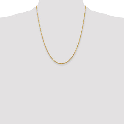 14K Yellow Gold 22 Inch 2mm Extra Light Diamond-Cut Rope With Lobster Clasp Chain Necklace