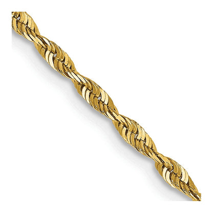 14K Yellow Gold 16 Inch 2mm Extra Light Diamond-Cut Rope With Lobster Clasp Chain Necklace