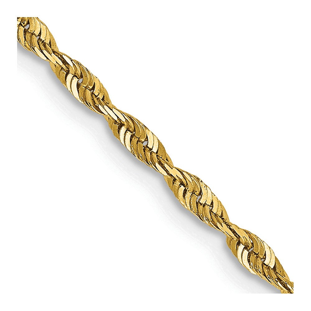 14K Yellow Gold 24 Inch 2mm Extra Light Diamond-Cut Rope With Lobster Clasp Chain Necklace