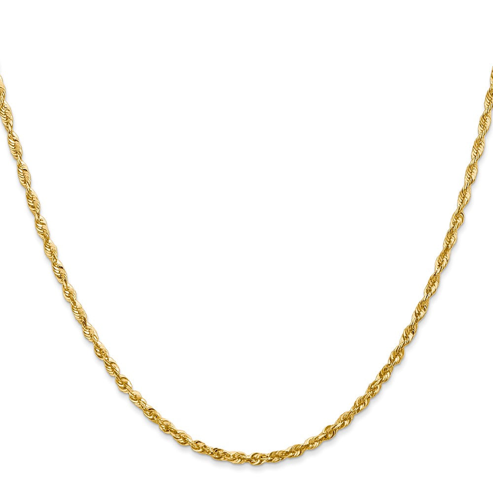 14K Yellow Gold 16 Inch 2.25mm Extra Light Diamond-Cut Rope With Lobster Clasp Chain Necklace
