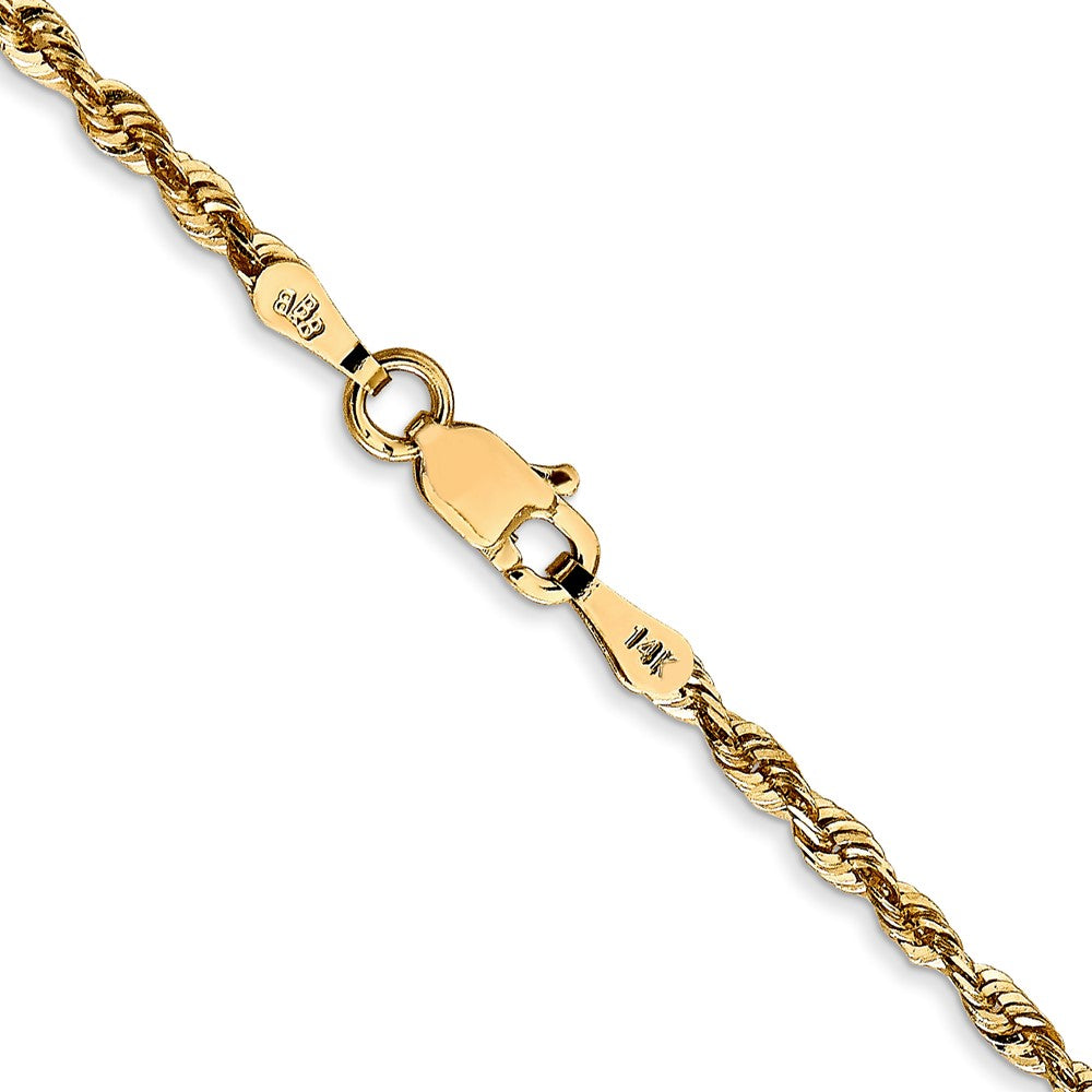 14K Yellow Gold 16 Inch 2.25mm Extra Light Diamond-Cut Rope With Lobster Clasp Chain Necklace