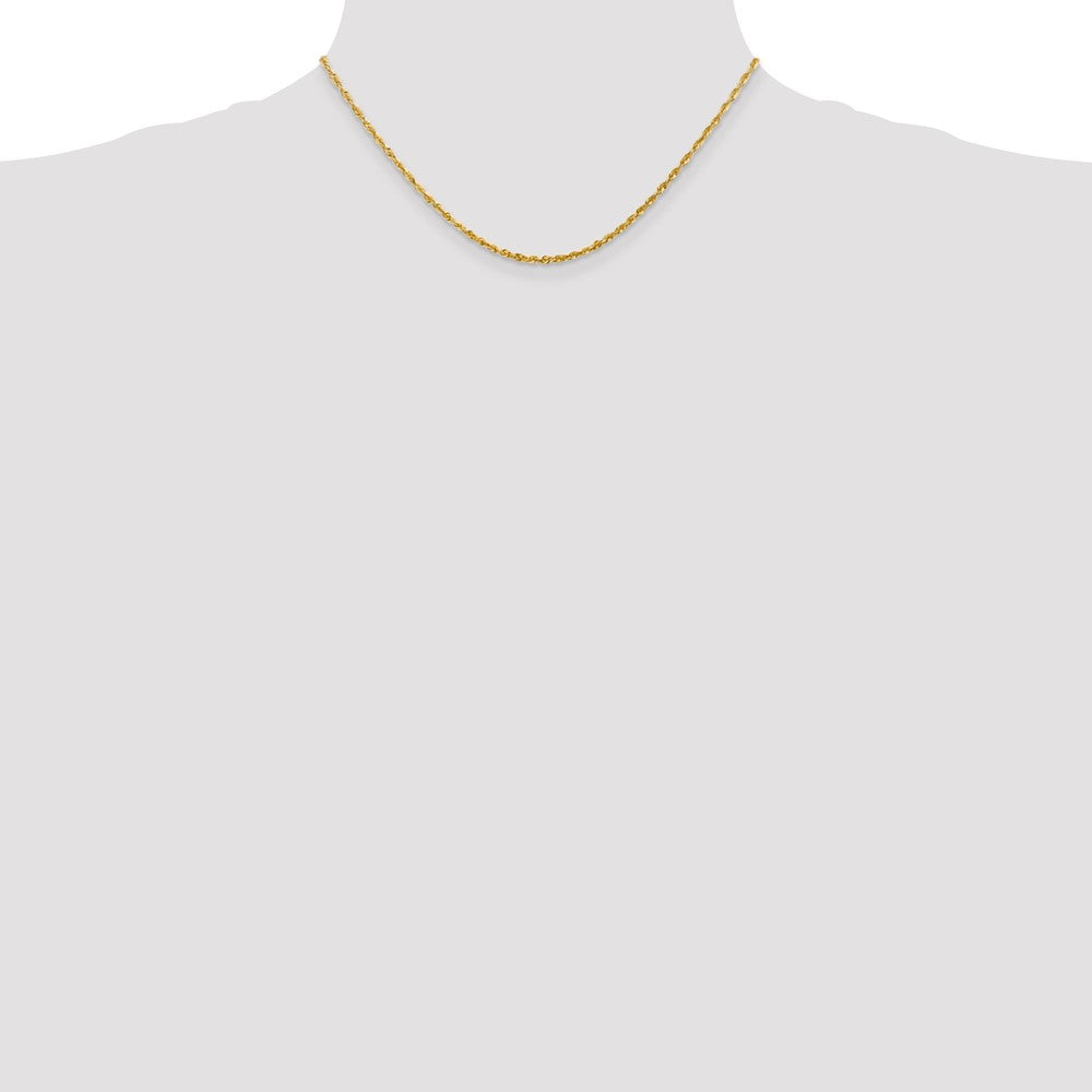 14K Yellow Gold 16 Inch 2.25mm Extra Light Diamond-Cut Rope With Lobster Clasp Chain Necklace