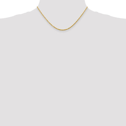 14K Yellow Gold 16 Inch 2.25mm Extra Light Diamond-Cut Rope With Lobster Clasp Chain Necklace