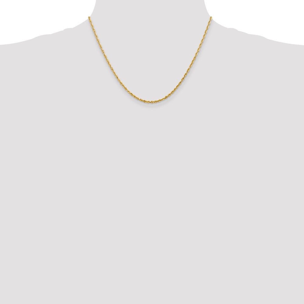 14K Yellow Gold 2.25mm Extra Light Diamond-Cut Rope With Lobster Clasp Chain Necklace