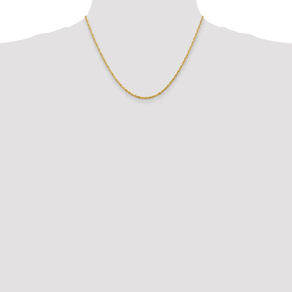 14K Yellow Gold 2.25mm Extra Light Diamond-Cut Rope With Lobster Clasp Chain Necklace
