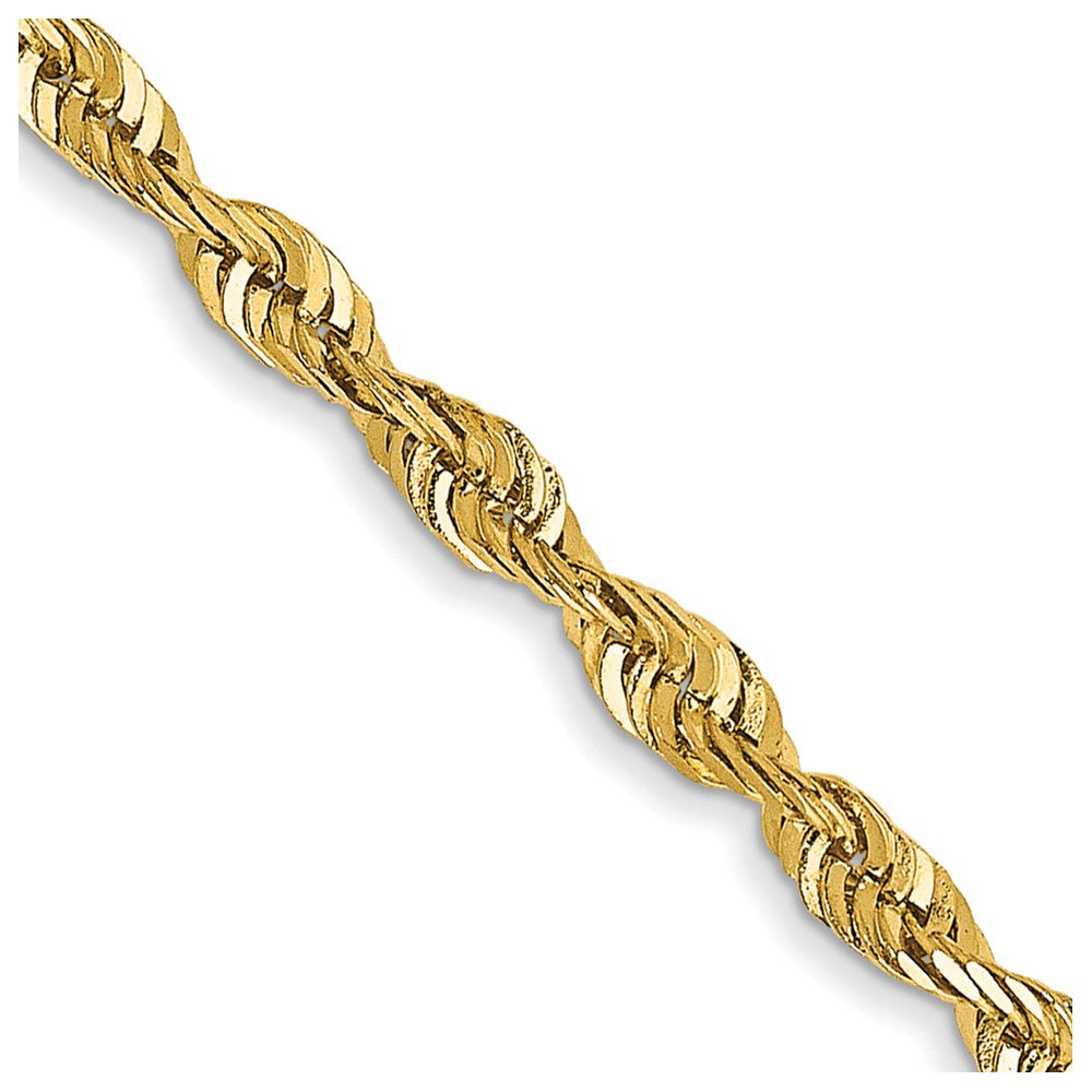 14K Yellow Gold 16 Inch 2.25mm Extra Light Diamond-Cut Rope With Lobster Clasp Chain Necklace