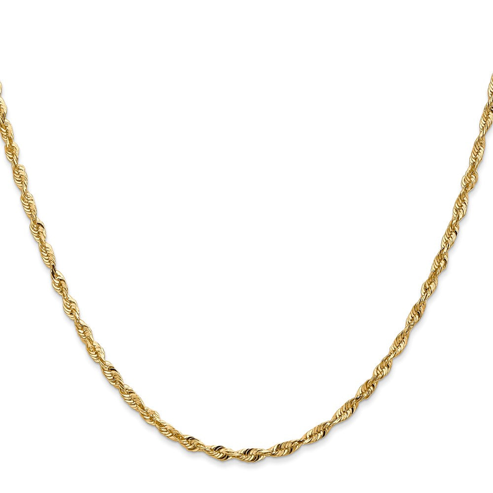 14K Yellow Gold 2.5mm Extra Light Diamond-Cut Rope With Lobster Clasp Chain Necklace