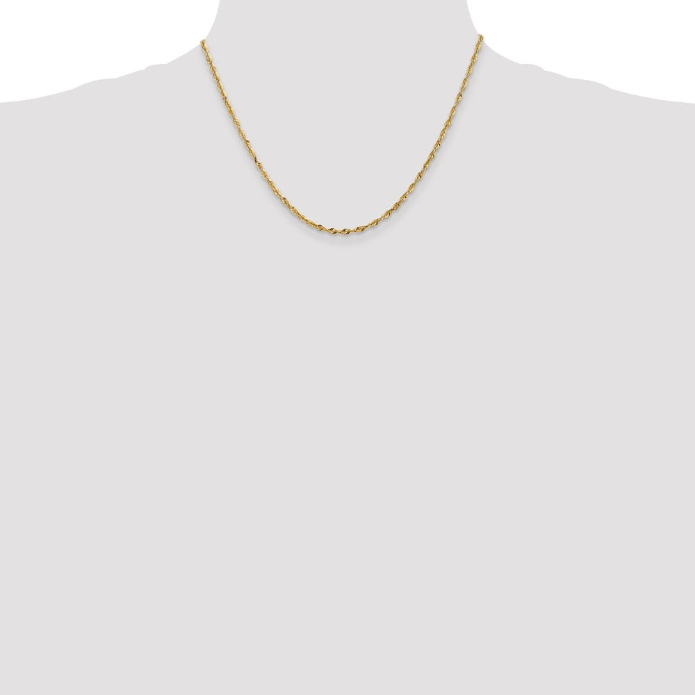 14K Yellow Gold 2.5mm Extra Light Diamond-Cut Rope With Lobster Clasp Chain Necklace