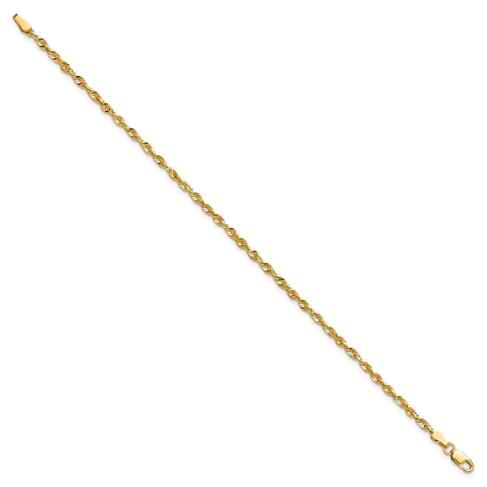 14K Yellow Gold 2.5mm Extra Light Diamond-Cut Rope With Lobster Clasp Chain Anklet