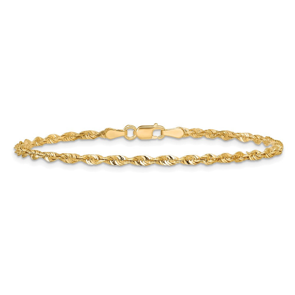 14K Yellow Gold 2.5mm Extra Light Diamond-Cut Rope With Lobster Clasp Chain Anklet