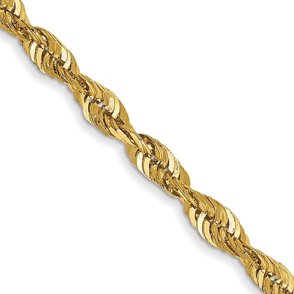 14K Yellow Gold 2.5mm Extra Light Diamond-Cut Rope With Lobster Clasp Chain Necklace