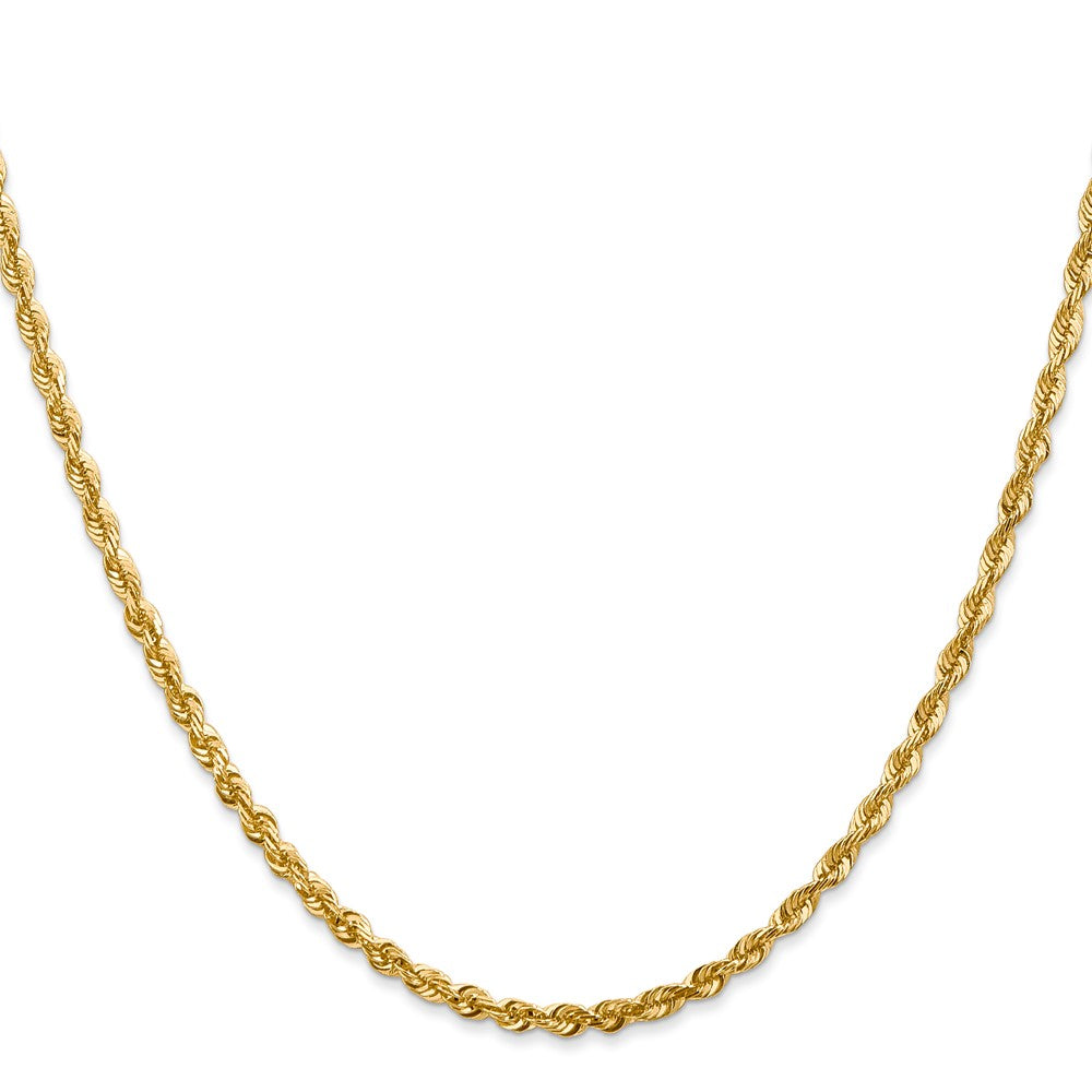 14K Yellow Gold 2.75mm Extra Light Diamond-Cut Rope With Lobster Clasp Chain Necklace