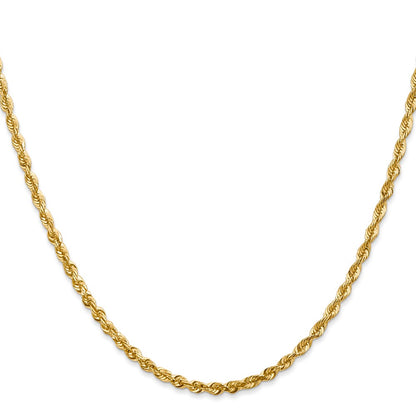 14K Yellow Gold 2.75mm Extra Light Diamond-Cut Rope With Lobster Clasp Chain Necklace