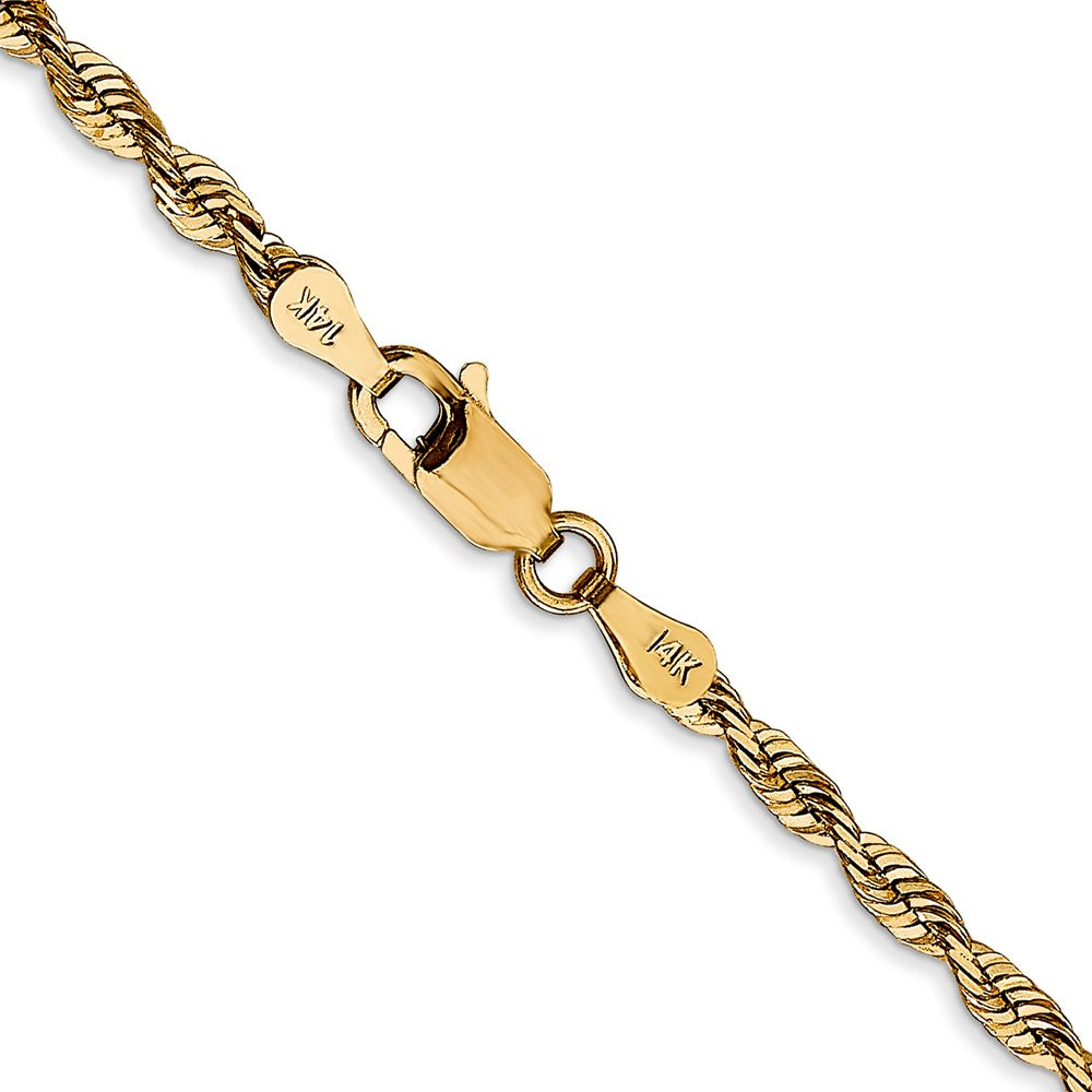 14K Yellow Gold 2.75mm Extra Light Diamond-Cut Rope With Lobster Clasp Chain Necklace