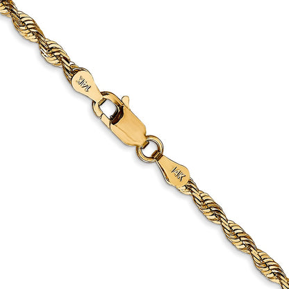 14K Yellow Gold 2.75mm Extra Light Diamond-Cut Rope With Lobster Clasp Chain Necklace