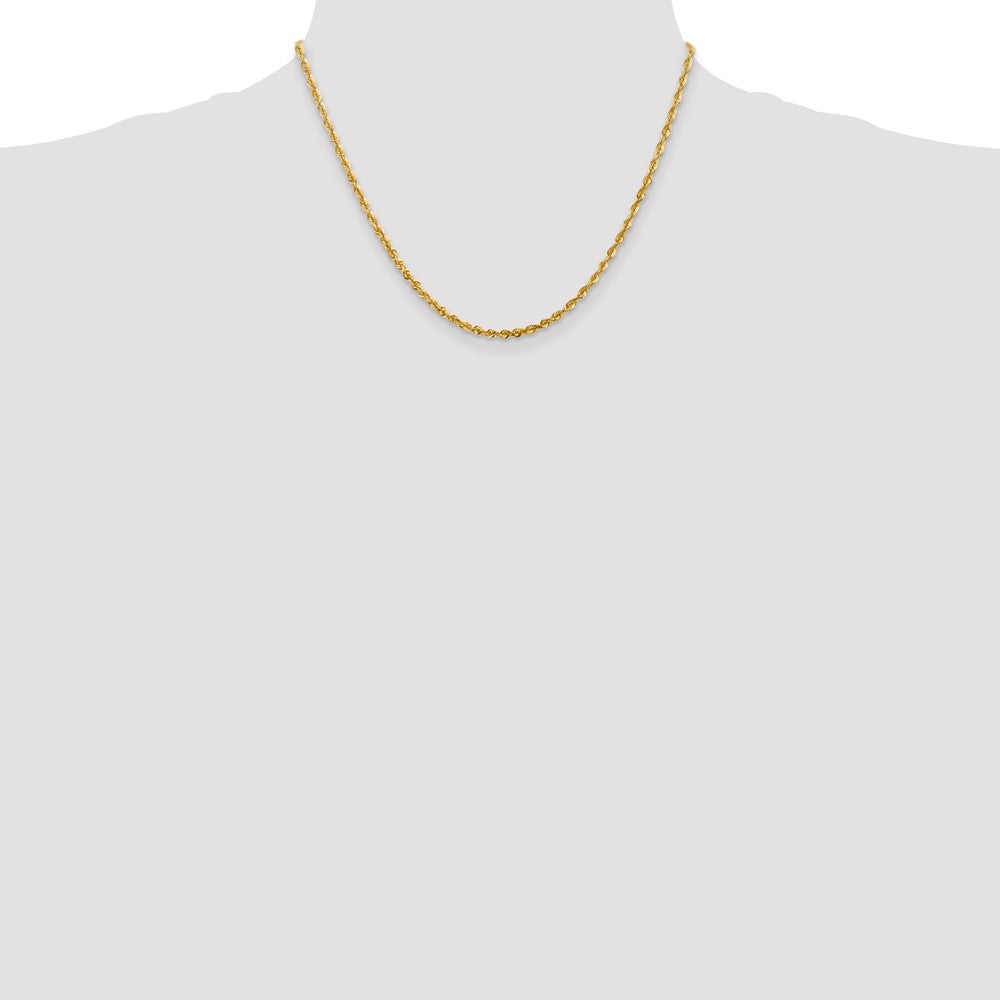 14K Yellow Gold 2.75mm Extra Light Diamond-Cut Rope With Lobster Clasp Chain Necklace