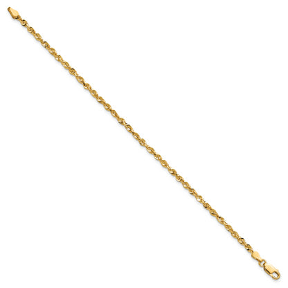 14k Yellow Gold 7 inch 2.75mm Extra Light Diamond-cut Rope with Lobster Clasp Chain