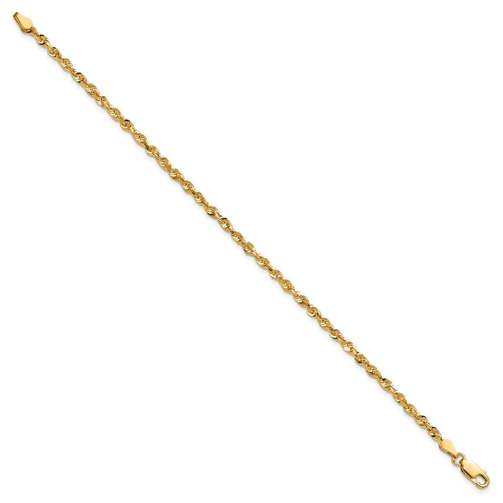 14K Yellow Gold 2.75mm Extra Light Diamond-Cut Rope With Lobster Clasp Chain Anklet