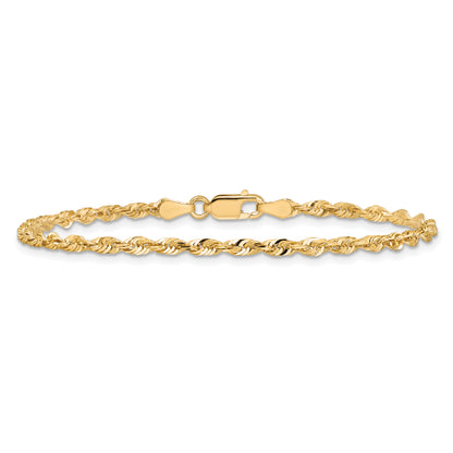 14k Yellow Gold 7 inch 2.75mm Extra Light Diamond-cut Rope with Lobster Clasp Chain