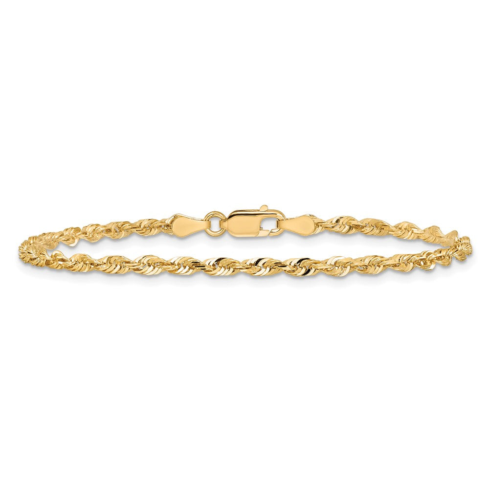 14K Yellow Gold 2.75mm Extra Light Diamond-Cut Rope With Lobster Clasp Chain Anklet