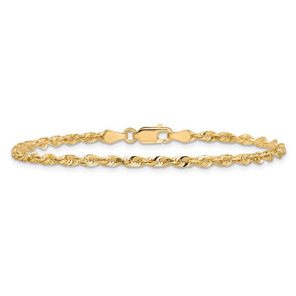 14K Yellow Gold 2.75mm Extra Light Diamond-Cut Rope With Lobster Clasp Chain Anklet