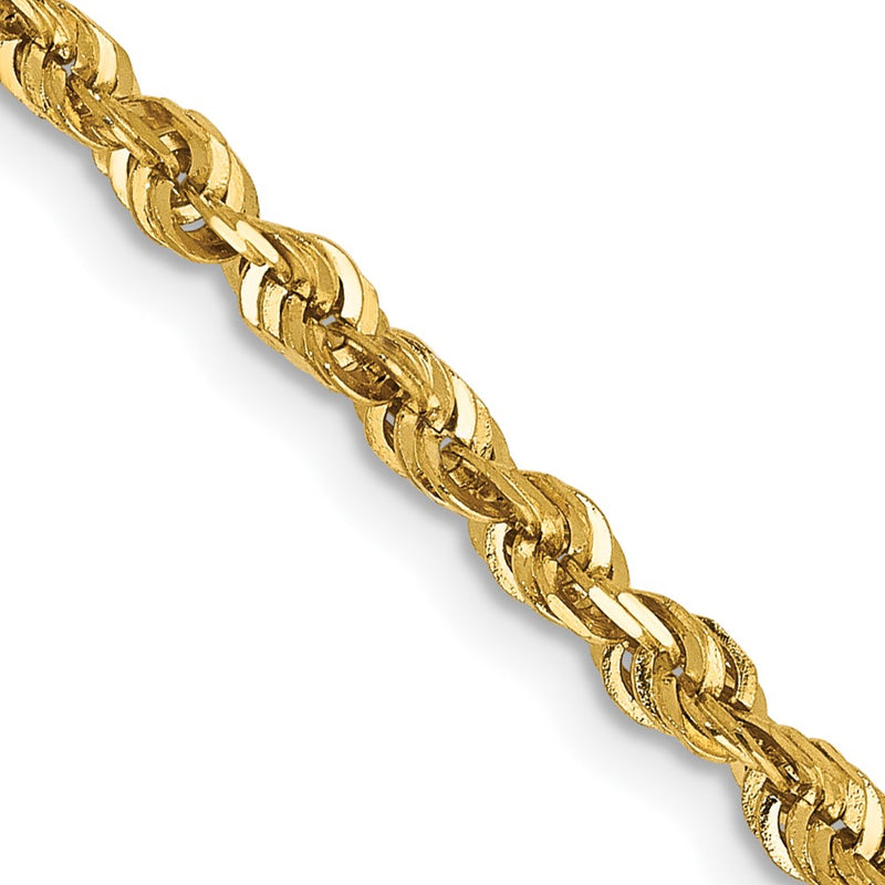 14K Yellow Gold 2.75mm Extra Light Diamond-Cut Rope With Lobster Clasp Chain Necklace