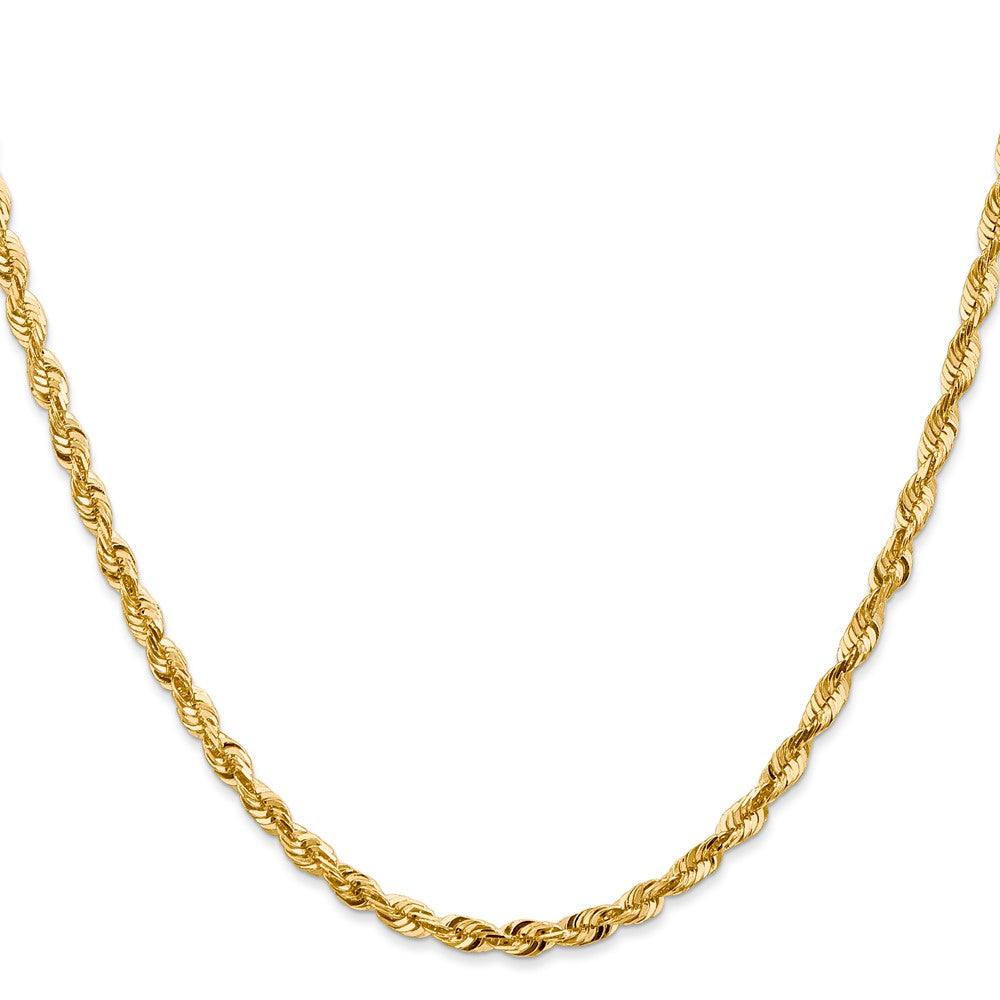 14K Yellow Gold 4mm Extra Light Diamond-Cut Rope With Lobster Clasp Chain Necklace