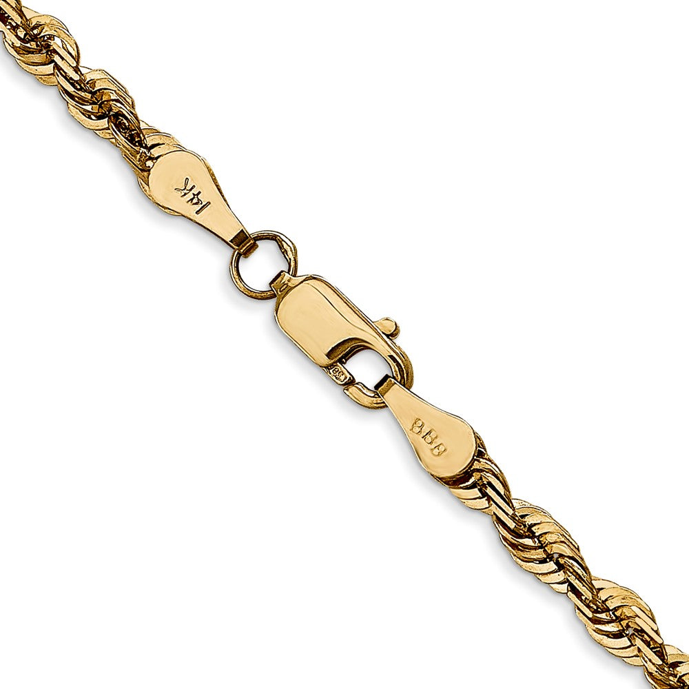 14K Yellow Gold 4mm Extra Light Diamond-Cut Rope With Lobster Clasp Chain Necklace