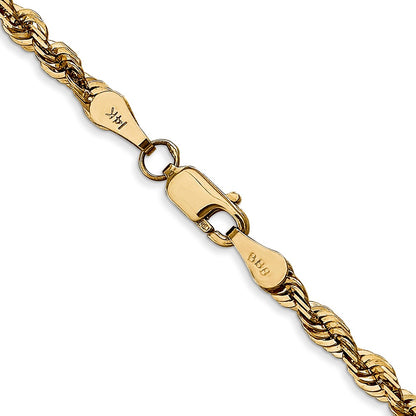 14K Yellow Gold 4mm Extra Light Diamond-Cut Rope With Lobster Clasp Chain Necklace