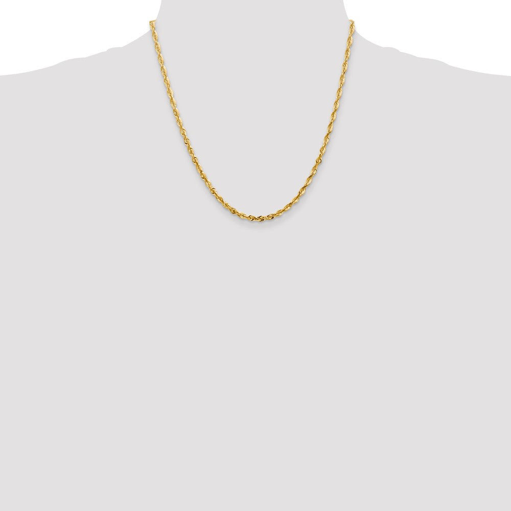 14K Yellow Gold 4mm Extra Light Diamond-Cut Rope With Lobster Clasp Chain Necklace