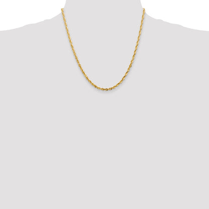 14K Yellow Gold 4mm Extra Light Diamond-Cut Rope With Lobster Clasp Chain Necklace