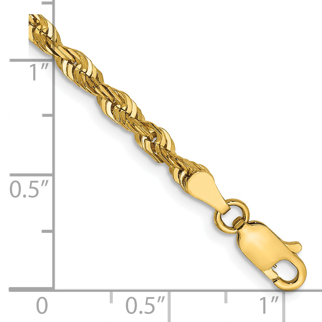 14k Yellow Gold 7 inch 4mm Extra Light Diamond-cut Rope with Lobster Clasp Chain