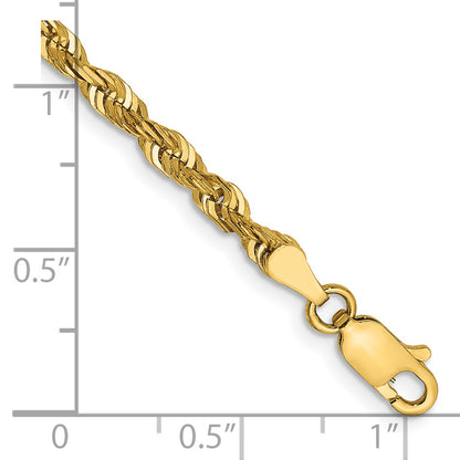 14k Yellow Gold 7 inch 4mm Extra Light Diamond-cut Rope with Lobster Clasp Chain