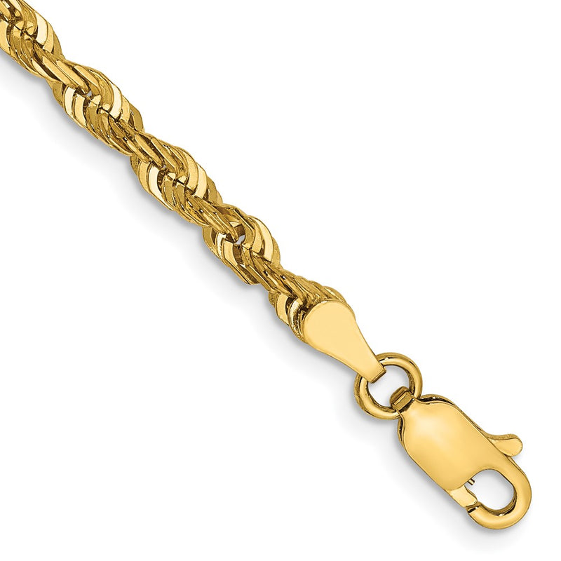 14K Yellow Gold 4mm Extra Light Diamond-Cut Rope With Lobster Clasp Chain Anklet